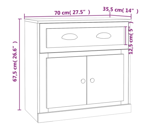 Aparador de madera contrachapada blanco 70x35,5x67,5 cm