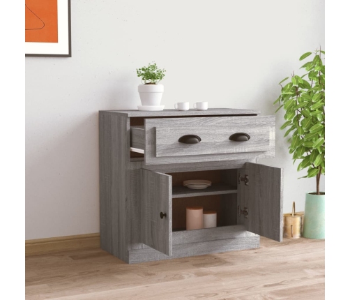 Aparador de madera contrachapada gris Sonoma 70x35,5x67,5 cm