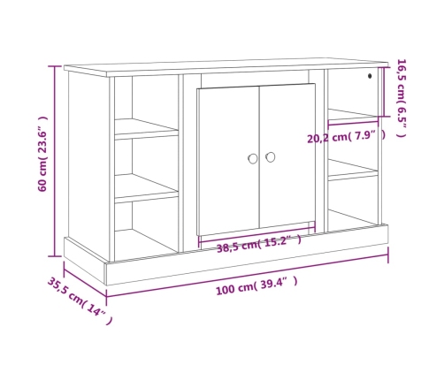 Aparador de madera contrachapada blanco 100x35,5x60 cm