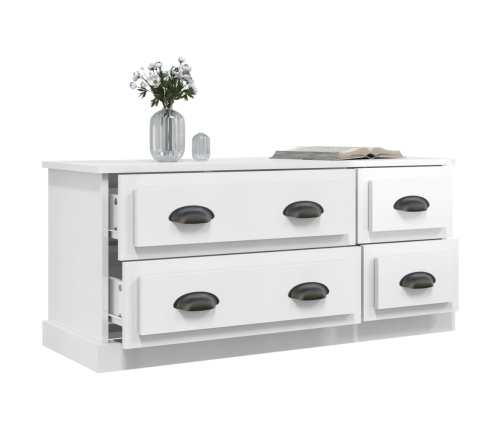 Mueble de TV madera contrachapada blanco brillo 100x35,5x45 cm