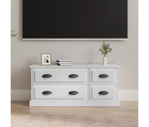 Mueble de TV madera contrachapada blanco brillo 100x35,5x45 cm