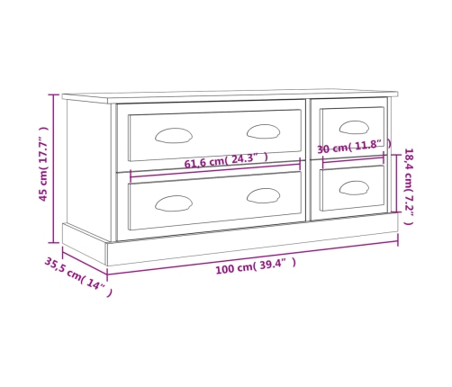 Mueble para TV madera contrachapada gris Sonoma 100x35,5x45 cm