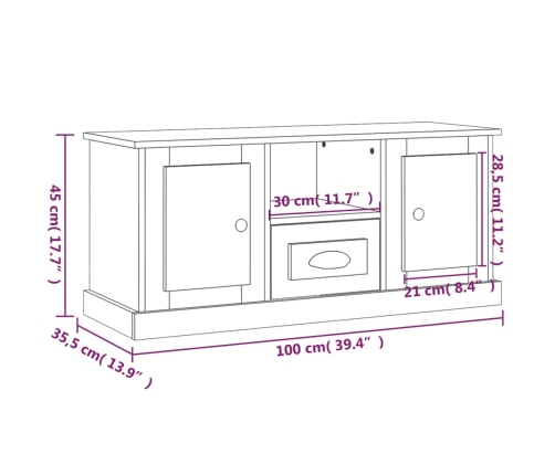 Mueble para TV madera contrachapada negro 100x35,5x45 cm