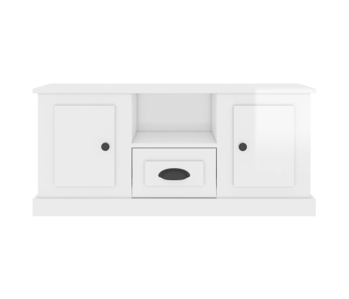 Mueble de TV madera contrachapada blanco brillo 100x35,5x45 cm