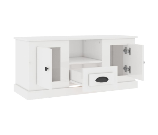 Mueble de TV madera contrachapada blanco brillo 100x35,5x45 cm