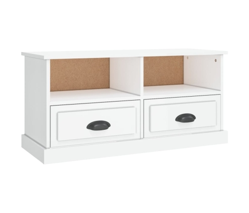 Mueble de TV madera contrachapada blanco brillo 93x35,5x45 cm