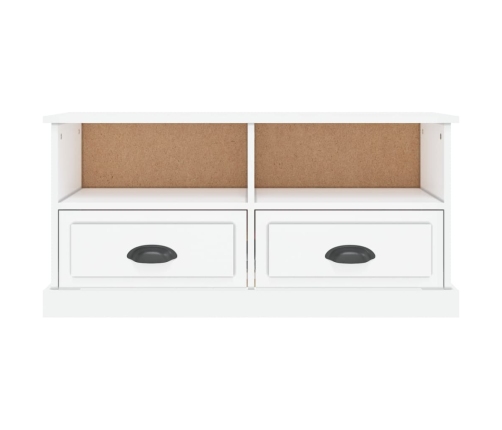 Mueble de TV madera contrachapada blanco brillo 93x35,5x45 cm