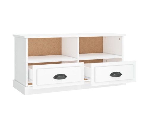 Mueble de TV madera contrachapada blanco brillo 93x35,5x45 cm