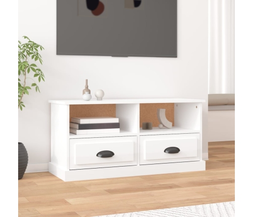 Mueble de TV madera contrachapada blanco brillo 93x35,5x45 cm