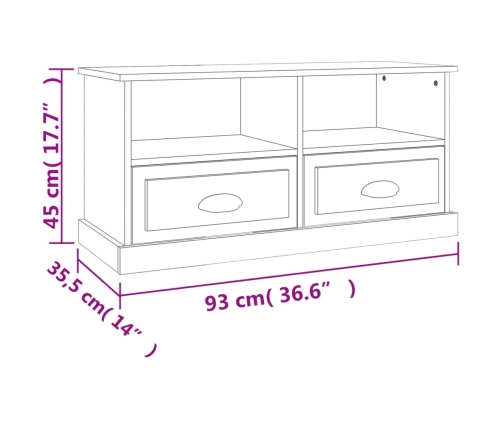 vidaXL Mueble para TV madera contrachapada roble Sonoma 93x35,5x45 cm