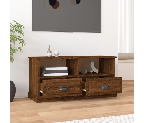 vidaXL Mueble de TV madera contrachapada marrón roble 93x35,5x45 cm