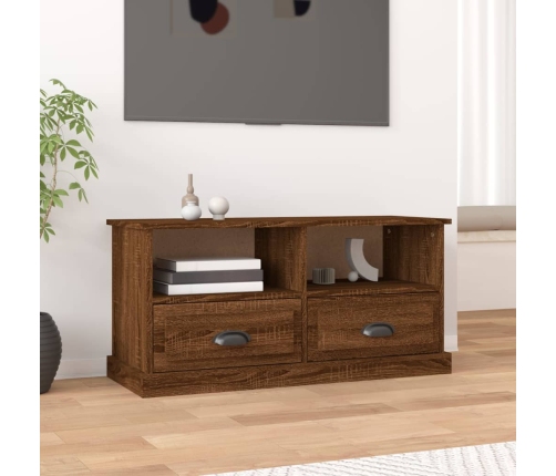 vidaXL Mueble de TV madera contrachapada marrón roble 93x35,5x45 cm