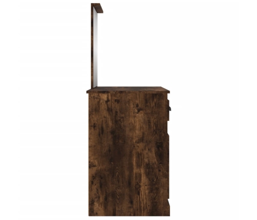 Tocador y espejo madera contrachapada roble humo 90x50x132,5 cm