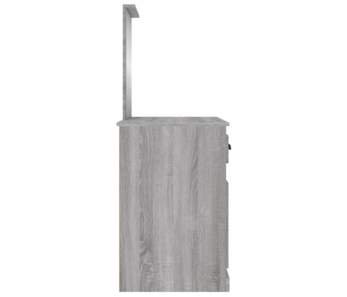 Tocador y espejo madera contrachapada gris Sonoma 90x50x132,5cm