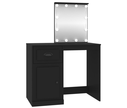 Tocador con LED madera contrachapada negro 90x50x132,5 cm