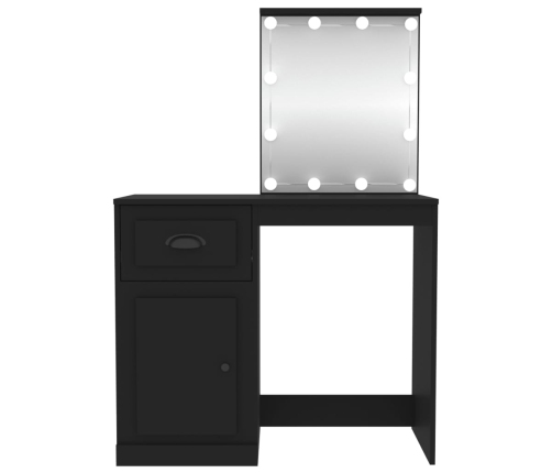 Tocador con LED madera contrachapada negro 90x50x132,5 cm