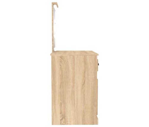 Tocador con LED madera contrachapada roble Sonoma 90x50x132,5cm