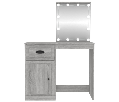 Tocador con LED madera contrachapada gris Sonoma 90x50x132,5cm