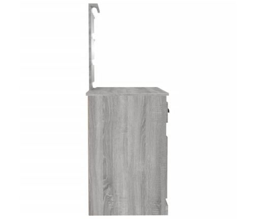 Tocador con LED madera contrachapada gris Sonoma 90x50x132,5cm