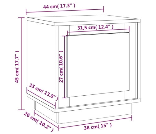 vidaXL Mesita de noche madera contrachapada blanco 44x35x45 cm