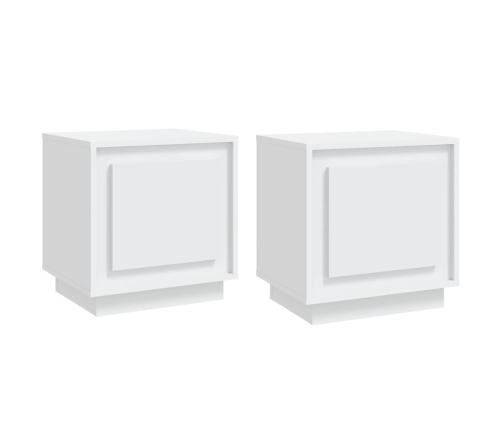 Mesitas de noche 2 uds madera contrachapada blanco 44x35x45 cm