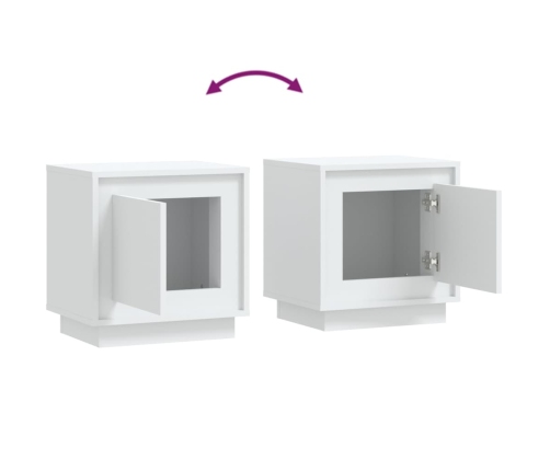 Mesitas de noche 2 uds madera contrachapada blanco 44x35x45 cm