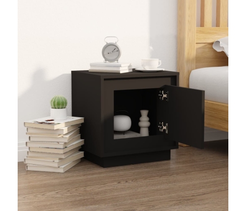 vidaXL Mesita de noche madera contrachapada negro 44x35x45 cm