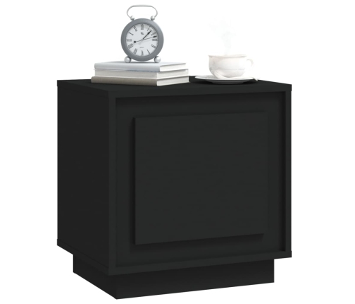 vidaXL Mesita de noche madera contrachapada negro 44x35x45 cm