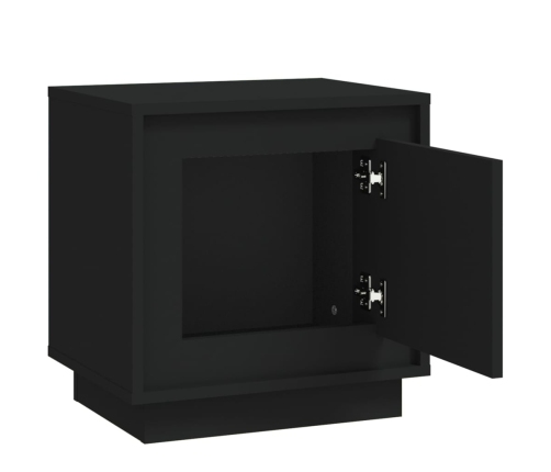 vidaXL Mesita de noche madera contrachapada negro 44x35x45 cm