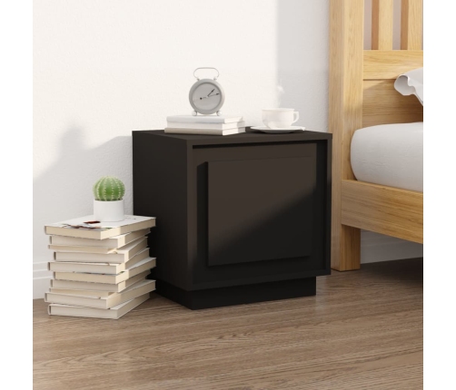 vidaXL Mesita de noche madera contrachapada negro 44x35x45 cm