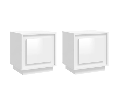 vidaXL Mesitas de noche 2 uds madera blanco brillante 44x35x45 cm