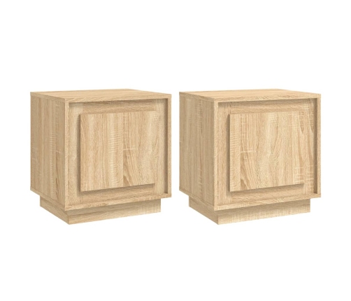 Mesitas de noche 2 uds madera contrachapada roble 44x35x45 cm