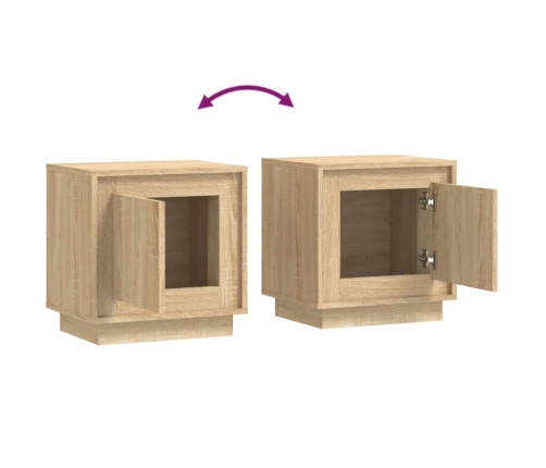 Mesitas de noche 2 uds madera contrachapada roble 44x35x45 cm