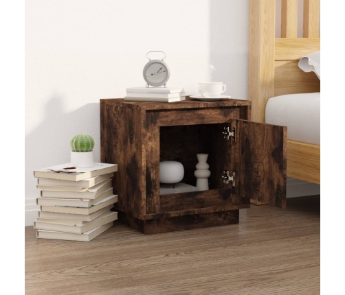 vidaXL Mesita de noche madera contrachapada roble ahumado 44x35x45 cm