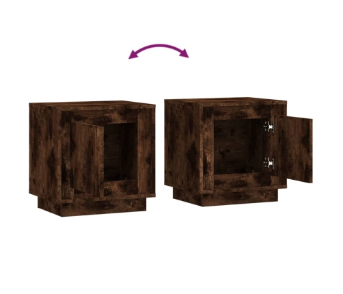 vidaXL Mesita de noche madera contrachapada roble ahumado 44x35x45 cm