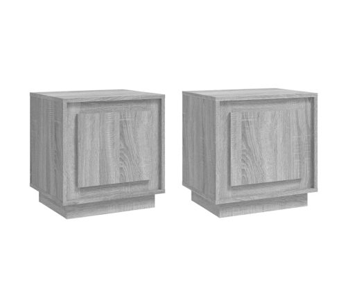 Mesitas de noche 2 uds madera contrachapada gris 44x35x45 cm