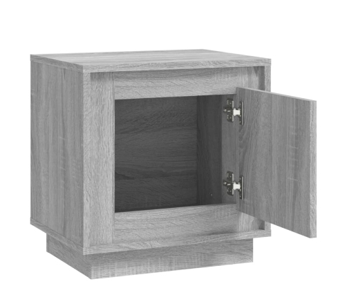 Mesitas de noche 2 uds madera contrachapada gris 44x35x45 cm