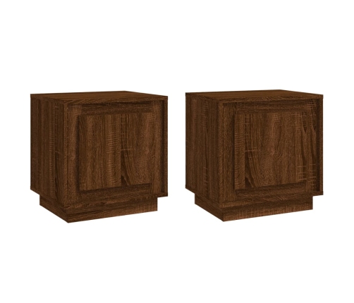 vidaXL Mesita noche 2 uds madera contrachapada marrón roble 44x35x45cm