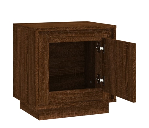 vidaXL Mesita noche 2 uds madera contrachapada marrón roble 44x35x45cm