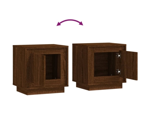 vidaXL Mesita noche 2 uds madera contrachapada marrón roble 44x35x45cm