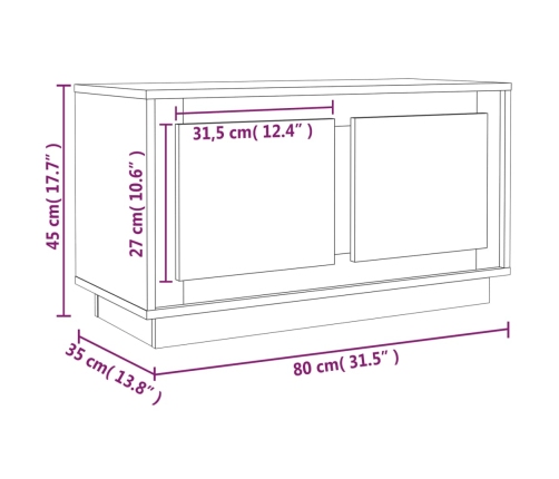 vidaXL Mueble de TV madera contrachapada blanco 80x35x45 cm