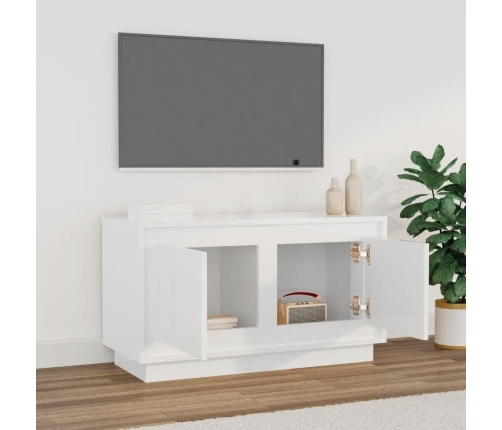 Mueble para TV madera contrachapada blanco brillo 80x35x45 cm