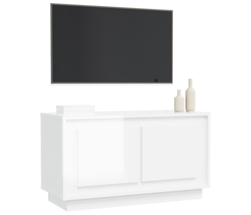 Mueble para TV madera contrachapada blanco brillo 80x35x45 cm