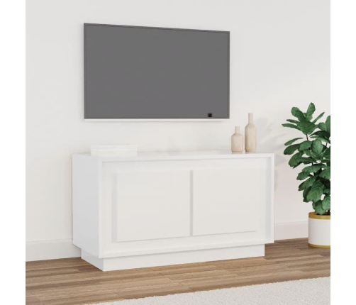 Mueble para TV madera contrachapada blanco brillo 80x35x45 cm