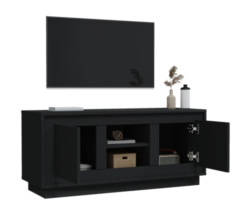 Mueble de TV madera contrachapada negro 102x35x45 cm