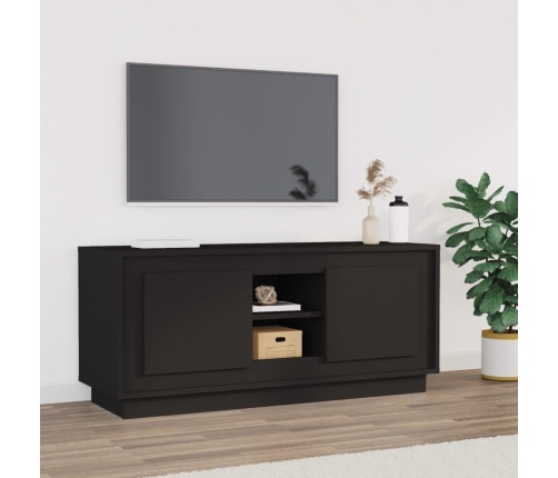 Mueble de TV madera contrachapada negro 102x35x45 cm