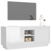 Mueble de TV madera contrachapada blanco brillo 102x35x45 cm