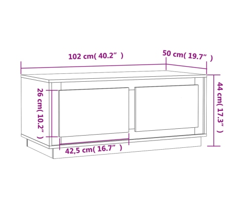 Mesa de centro madera contrachapada blanco 102x50x44 cm