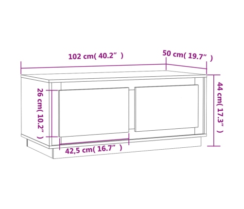 Mesa de centro madera contrachapada negro 102x50x44 cm