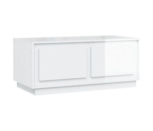 Mesa de centro madera contrachapada blanco brillo 102x50x44 cm